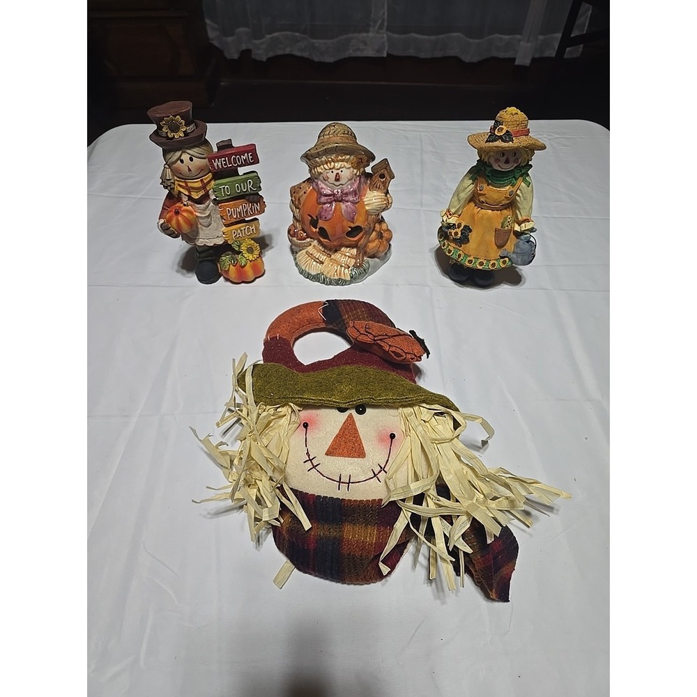 Thanksgiving FALL Decor Scarecrow Farmer's Market Harvest Tea Light FIGURINES